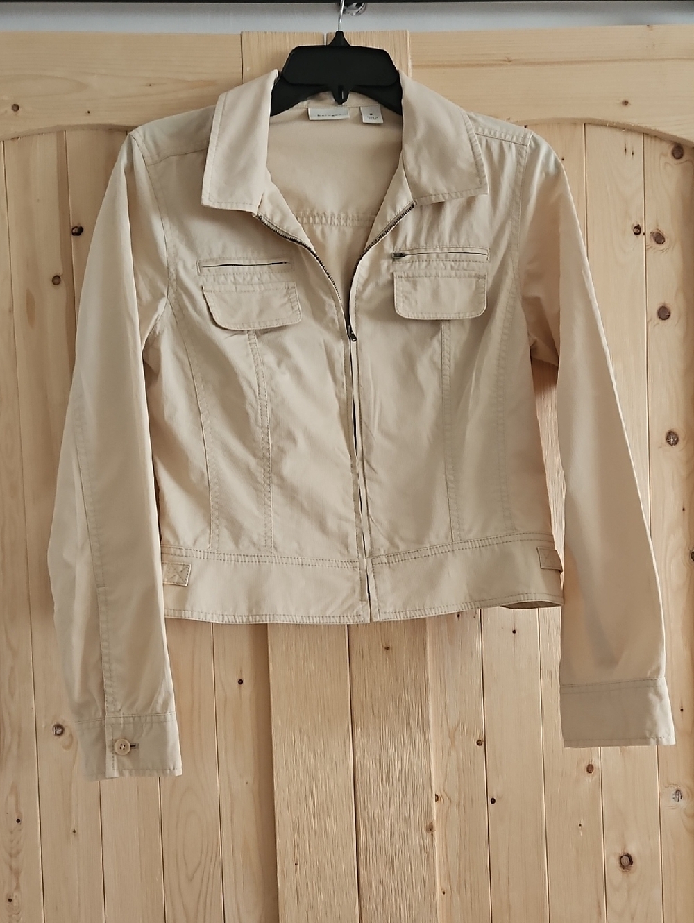 Halogen Light Beige Utility Zip Jacket